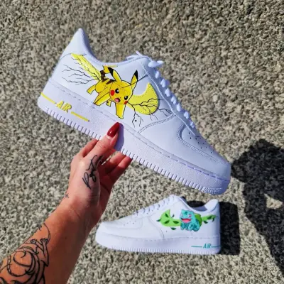 Custom Bulbasaur Pokémon Air Force 1 Sneakers – Hand-Painted Anime Gaming Shoes | Unique Pokémon Streetwear