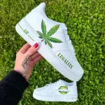 Custom Air Force 1 Sneakers – Weed Leaf “Legalize” Edition | Hand-Painted Streetwear by JadoreArt
