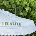 Custom Air Force 1 Sneakers – Weed Leaf “Legalize” Edition | Hand-Painted Streetwear by JadoreArt