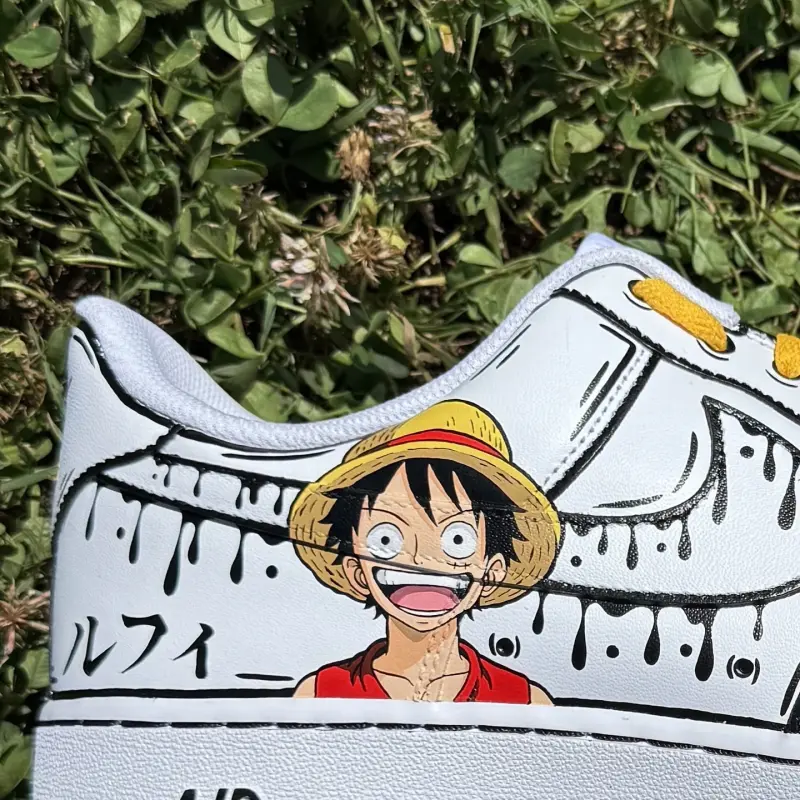 Custom One Piece Luffy Air Force 1 Sneakers – Hand-Painted Anime Drip by JadoreArt