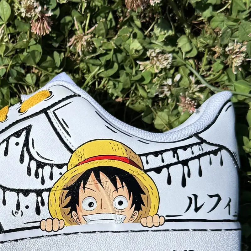 Custom One Piece Luffy Air Force 1 Sneakers – Hand-Painted Anime Drip by JadoreArt