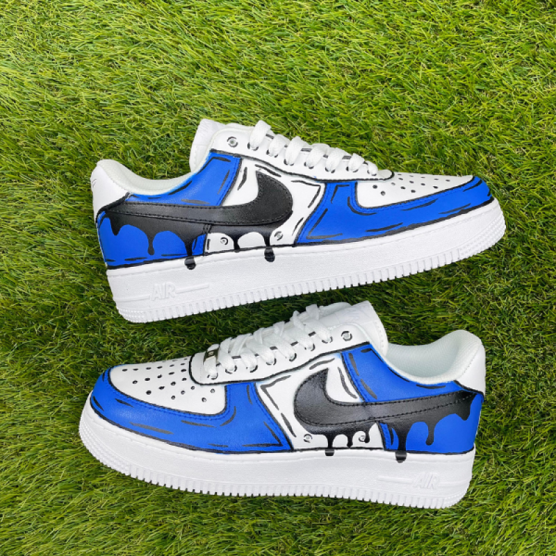 Nike Air Force 1 Drip, Bleu customs, handmade